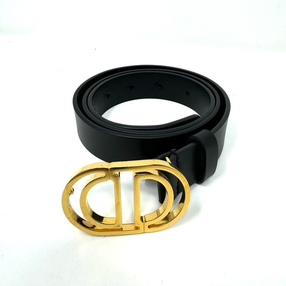 Dior 30 Montaigne CD Belt – Black Leather, Gold Buckle, Size 80 - Picture 3 of 8